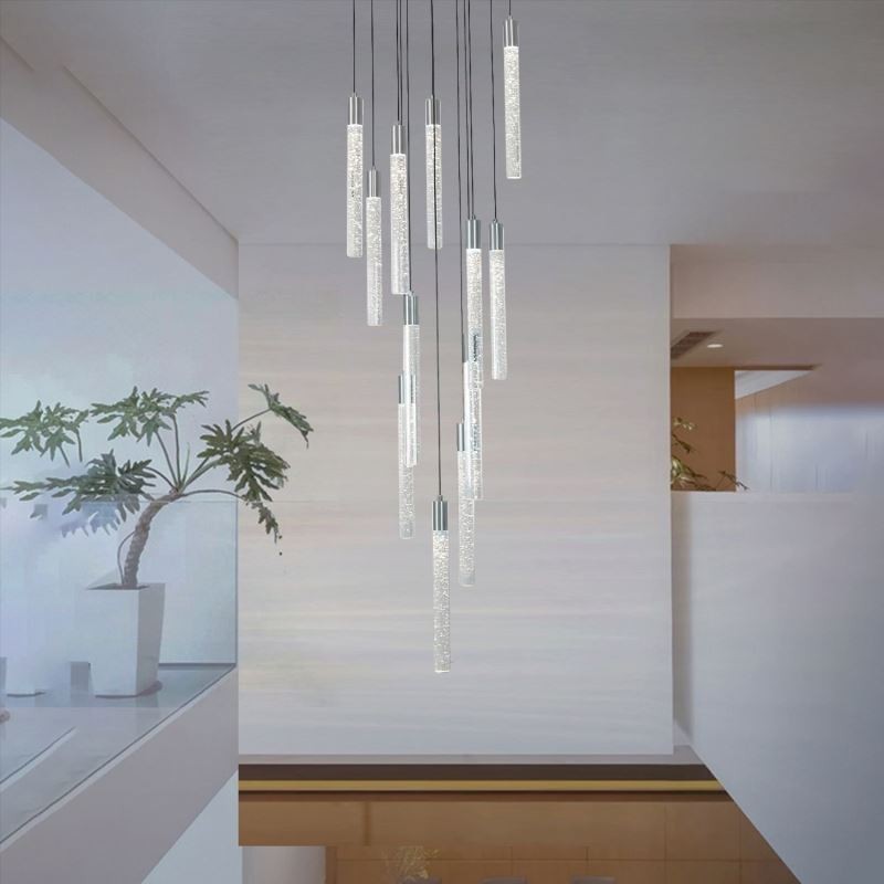 Závěsné svítidlo Chrome Crystal Column Cluster Stropní světlo