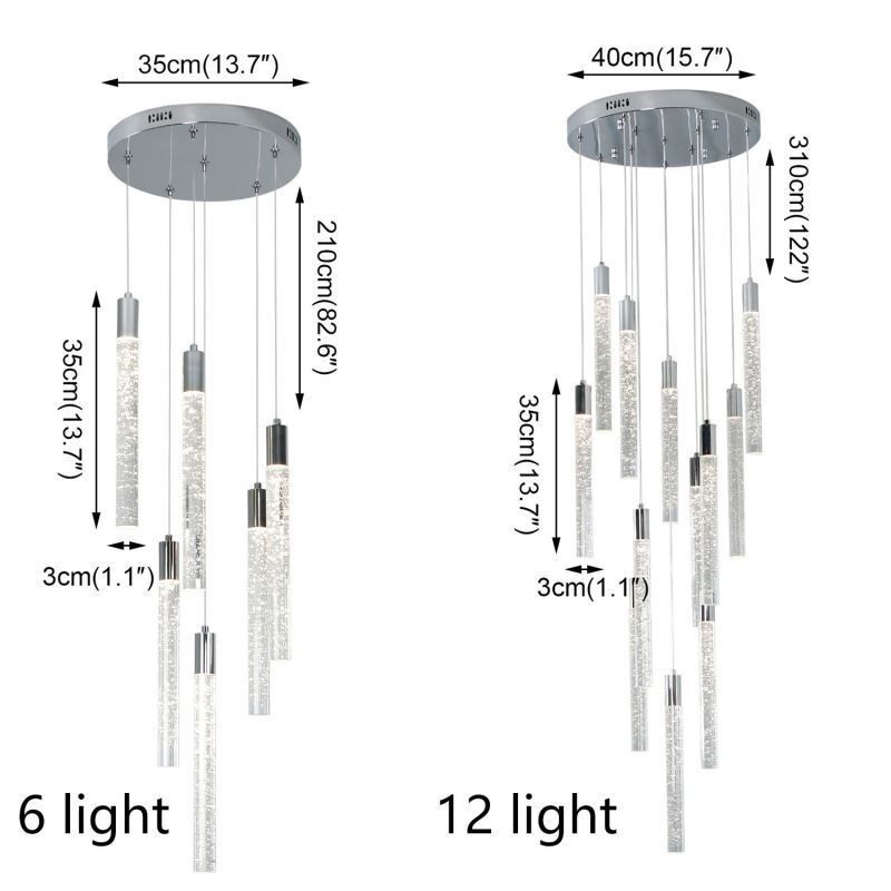 Závěsné svítidlo Chrome Crystal Column Cluster Stropní světlo