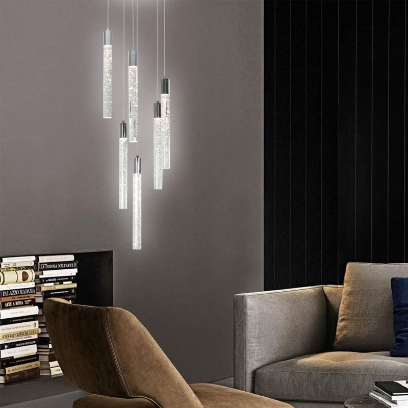 Závěsné svítidlo Chrome Crystal Column Cluster Stropní světlo