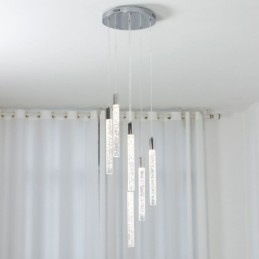 Závěsné svítidlo Chrome Crystal Column Cluster Stropní světlo