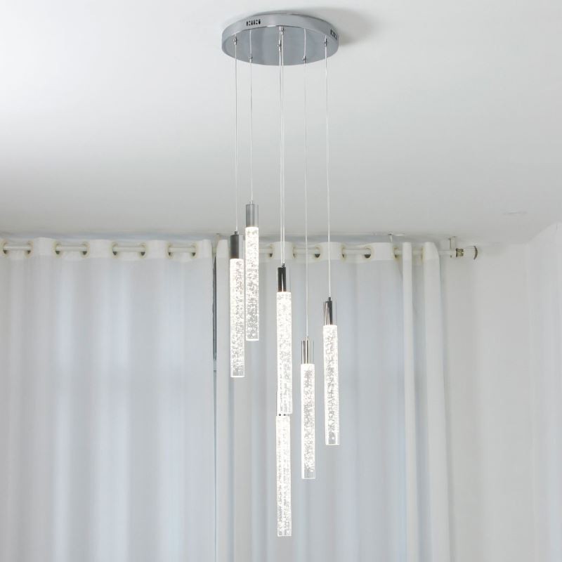 Závěsné svítidlo Chrome Crystal Column Cluster Stropní světlo