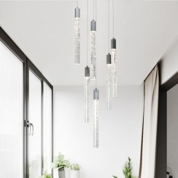 Závěsné svítidlo Chrome Crystal Column Cluster Stropní světlo