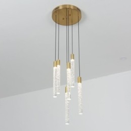 Závěsné světlo Měděný křišťálový sloupec Cluster Stropní světlo