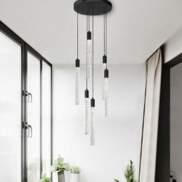 Závěsné světlo Černý křišťálový sloupec Cluster Stropní světlo