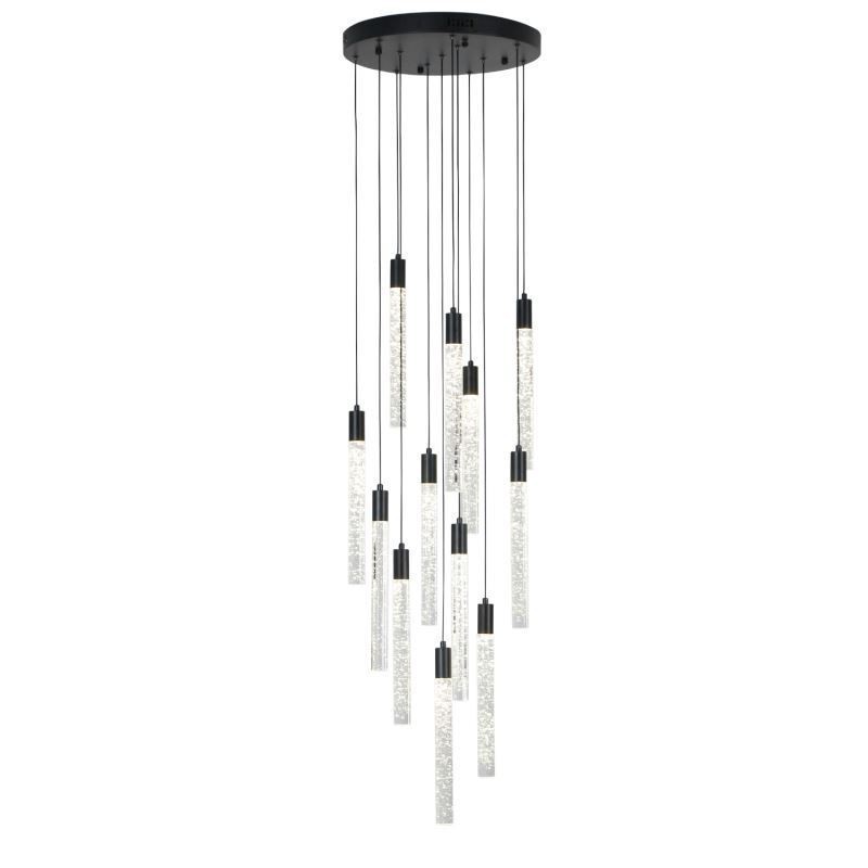 Závěsné světlo Černý křišťálový sloupec Cluster Stropní světlo