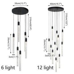 Závěsné světlo Černý křišťálový sloupec Cluster Stropní světlo