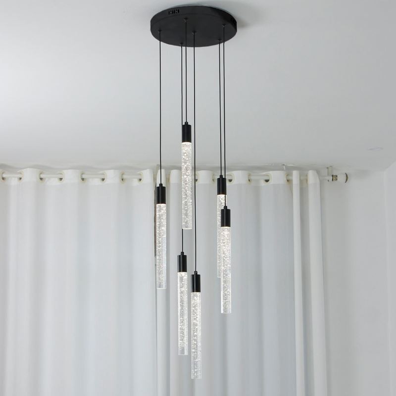 Závěsné světlo Černý křišťálový sloupec Cluster Stropní světlo