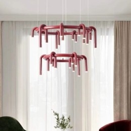 Stropní svítidlo Moderní Nordic Duplex Building Kruhové závěsné světlo ve tvaru U