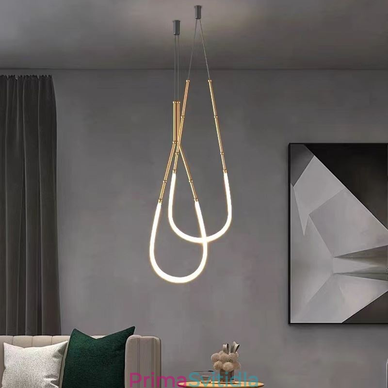 Závěsné světlo Creative Line Bambusový stropní světlý černozlatý