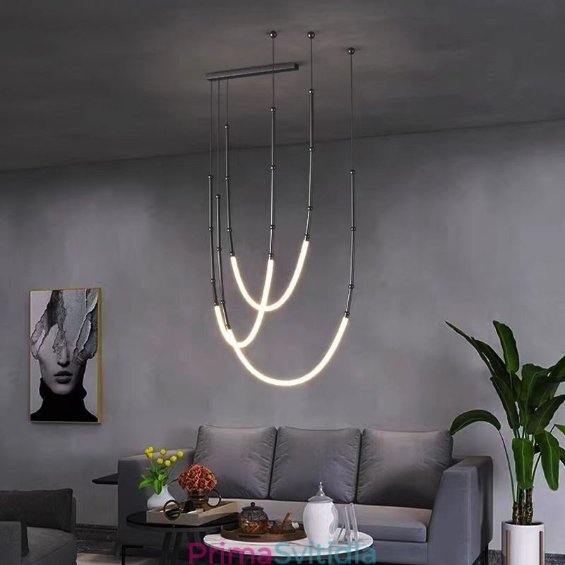 Závěsné světlo Creative Line Bambusový stropní světlý černozlatý