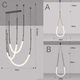 Závěsné světlo Creative Line Bambusový stropní světlý černozlatý