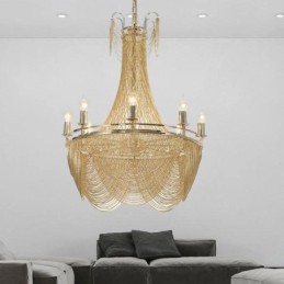 Hliníkové řetízkové svítidlo Creative Light Luxusní střapec Dekorativní světle zlatá stříbrná