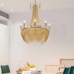 Hliníkové řetízkové svítidlo Creative Light Luxusní střapec Dekorativní světle zlatá stříbrná