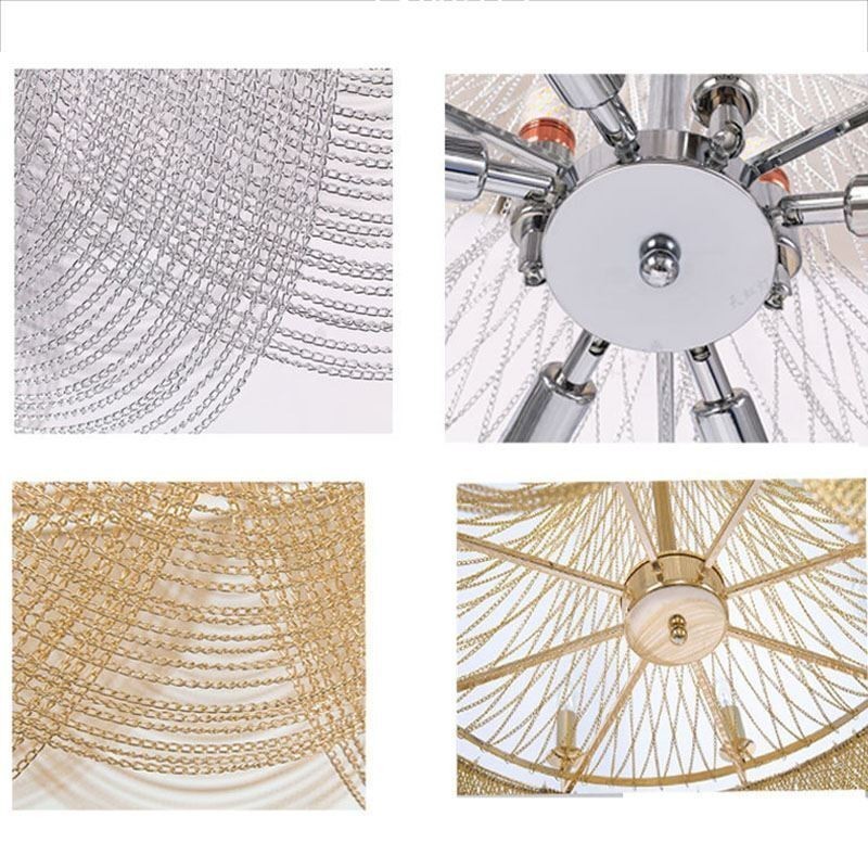 Hliníkové řetízkové svítidlo Creative Light Luxusní střapec Dekorativní světle zlatá stříbrná