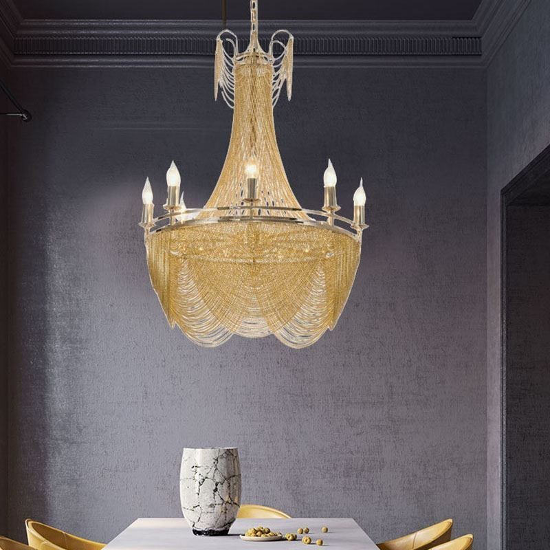 Hliníkové řetízkové svítidlo Creative Light Luxusní střapec Dekorativní světle zlatá stříbrná