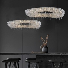 Křišťálové závěsné svítidlo Moderní luxusní oválné stropní svítidlo