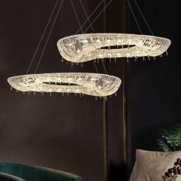 Křišťálové závěsné svítidlo Moderní luxusní oválné stropní svítidlo