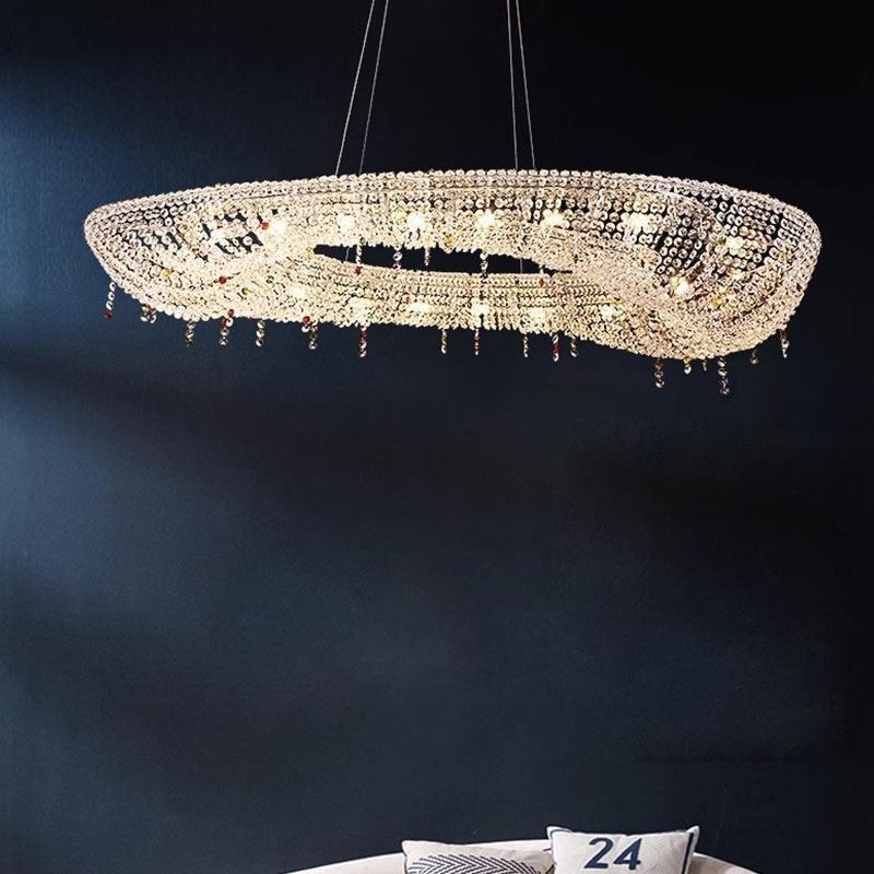 Křišťálové závěsné svítidlo Moderní luxusní oválné stropní svítidlo