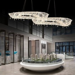 Křišťálové závěsné svítidlo Moderní luxusní oválné stropní svítidlo