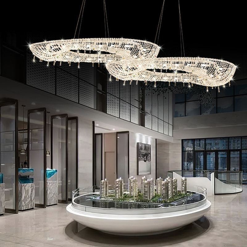 Křišťálové závěsné svítidlo Moderní luxusní oválné stropní svítidlo