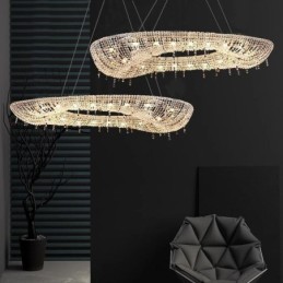 Křišťálové závěsné svítidlo Moderní luxusní oválné stropní svítidlo