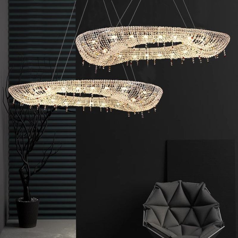 Křišťálové závěsné svítidlo Moderní luxusní oválné stropní svítidlo