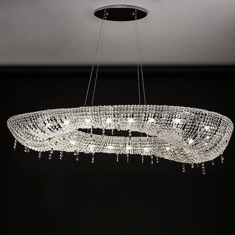 Křišťálové závěsné svítidlo Moderní luxusní oválné stropní svítidlo