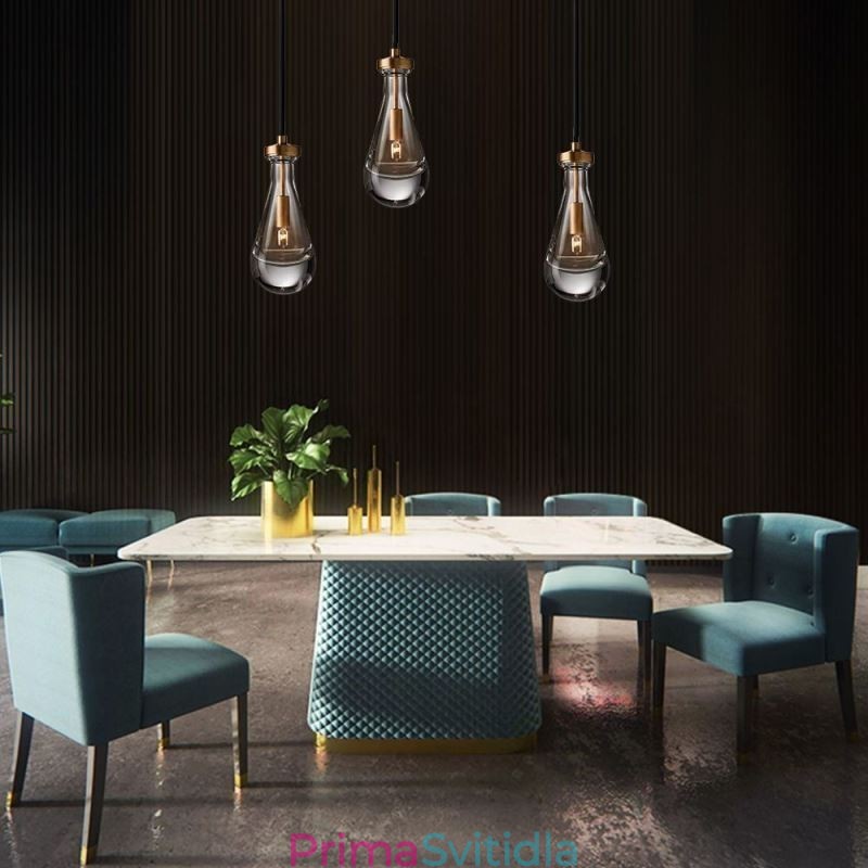 Závěsné svítidlo Water Drop Moderní minimalistické měděné umělecké stropní svítidlo
