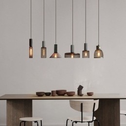 Černé závěsné světlo Cement Mřížka Světlo Country Retro Stropní světlo