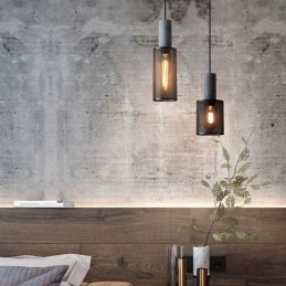 Černé závěsné světlo Cement Mřížka Světlo Country Retro Stropní světlo