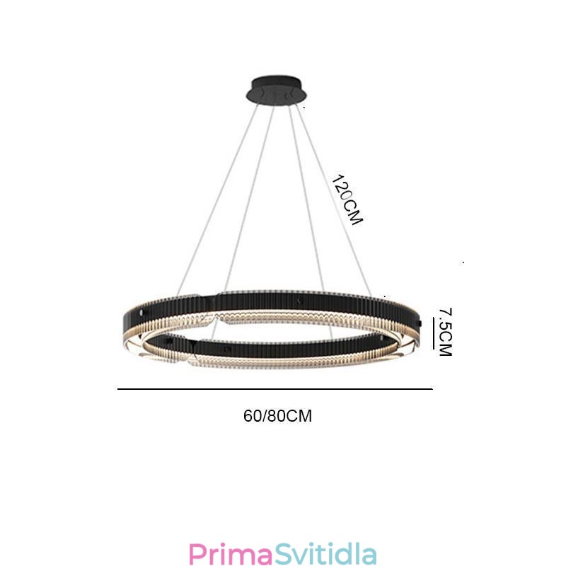 Kruhové závěsné svítidlo 60 80CM skleněné stropní svítidlo plynule stmívatelné s dálkovým ovládáním