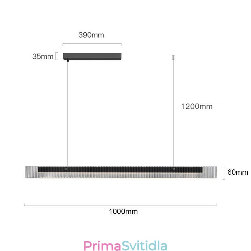 Závěsné svítidlo 100CM skleněné stropní svítidlo plynule stmívatelné s dálkovým ovládáním