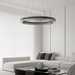 Skleněné závěsné svítidlo 60 80CM kruhové stropní svítidlo plynule stmívatelné s dálkovým ovládáním