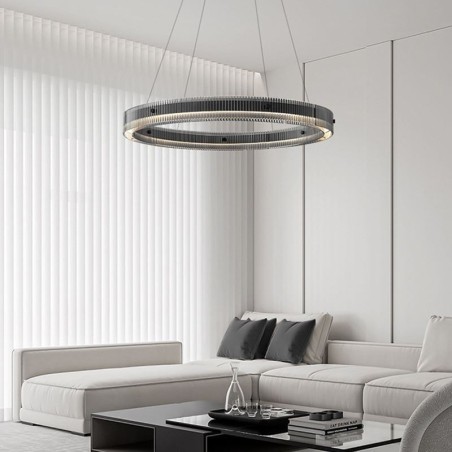 Skleněné závěsné svítidlo 60 80CM kruhové stropní svítidlo plynule stmívatelné s dálkovým ovládáním Skleněné závěsné svítidlo 60 80CM kruhové stropní svítidlo plynule stmívatelné s dálkovým ovládáním