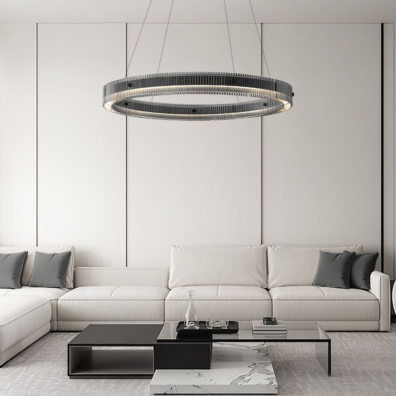 Skleněné závěsné svítidlo 60 80CM kruhové stropní svítidlo plynule stmívatelné s dálkovým ovládáním