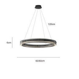 Skleněné závěsné svítidlo 60 80CM kruhové stropní svítidlo plynule stmívatelné s dálkovým ovládáním