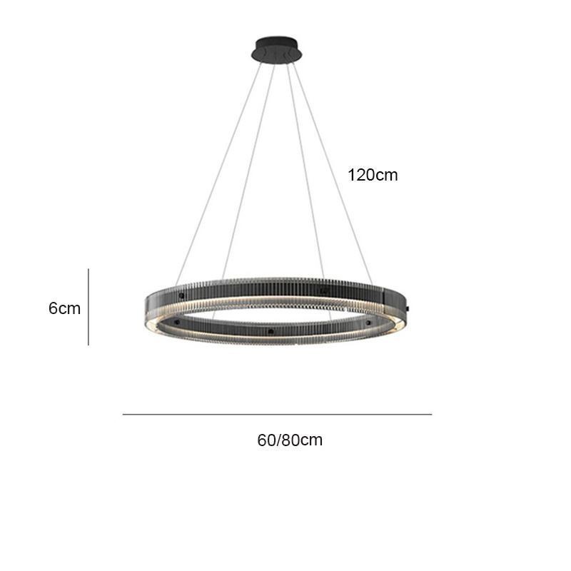Skleněné závěsné svítidlo 60 80CM kruhové stropní svítidlo plynule stmívatelné s dálkovým ovládáním