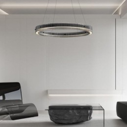Skleněné závěsné svítidlo 60 80CM kruhové stropní svítidlo plynule stmívatelné s dálkovým ovládáním