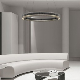 Skleněné závěsné svítidlo 60 80CM kruhové stropní svítidlo plynule stmívatelné s dálkovým ovládáním