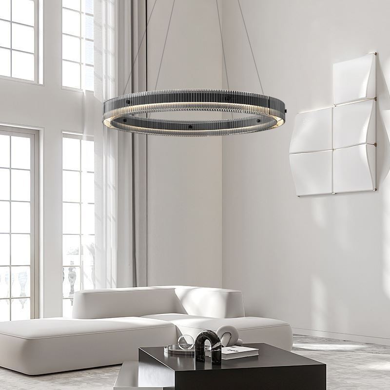 Skleněné závěsné svítidlo 60 80CM kruhové stropní svítidlo plynule stmívatelné s dálkovým ovládáním