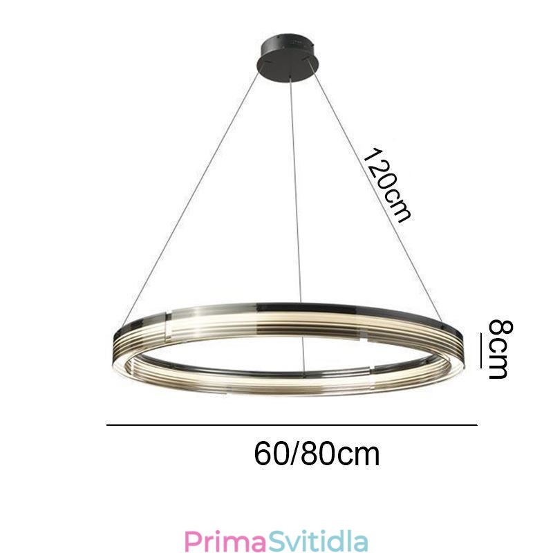 Závěsné svítidlo 60 80CM kruhové skleněné stropní svítidlo Trichromatické stmívání