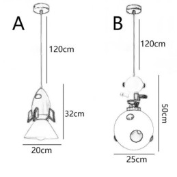Minimalistické závěsné světlo z tepaného železa Moon Landing Small Stropní světlo