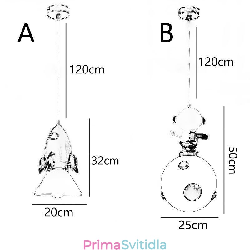 Minimalistické závěsné světlo z tepaného železa Moon Landing Small Stropní světlo