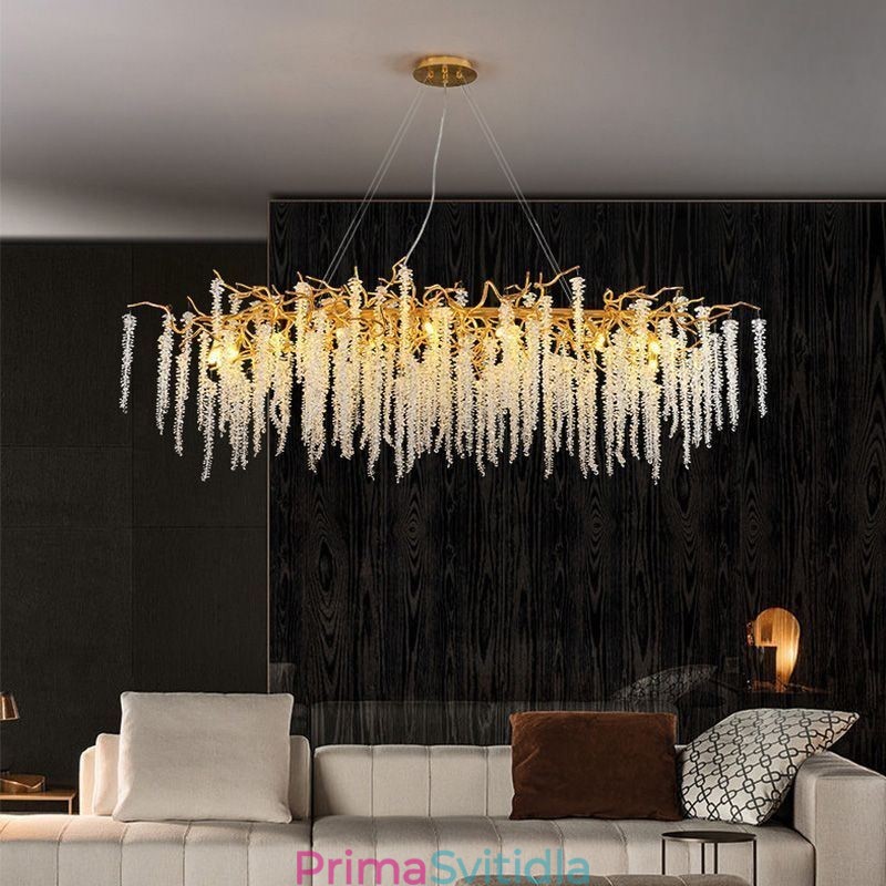 Skleněný lustr Nordic Pendant Light Golden Branch G9