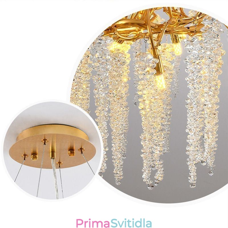 Skleněný lustr Nordic Pendant Light Golden Branch G9