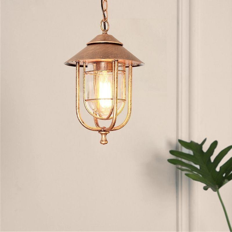 American Retro Outdoor Light Waterproof Birdcage Tvar Přívěsek Light Garden