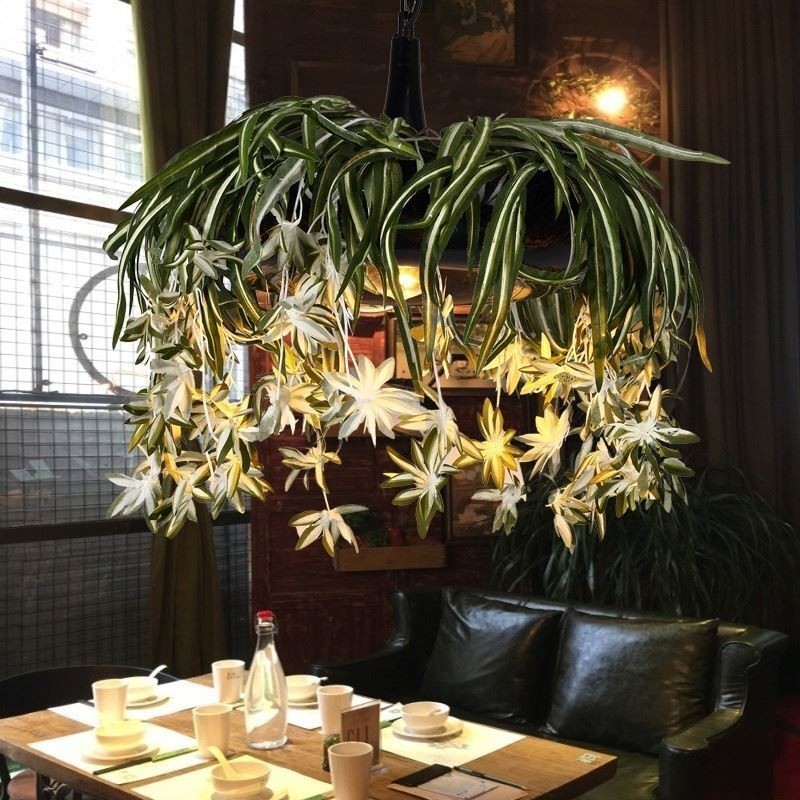 Domácí závěsná lampa Průmyslový styl Umělý rostlinný zdobený lustr