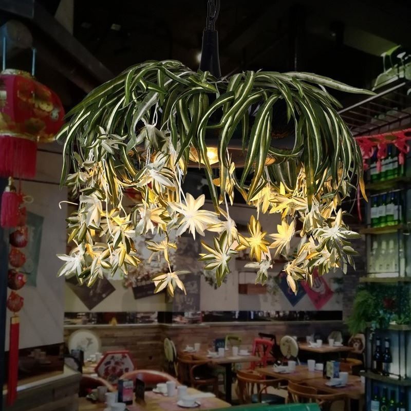 Domácí závěsná lampa Průmyslový styl Umělý rostlinný zdobený lustr