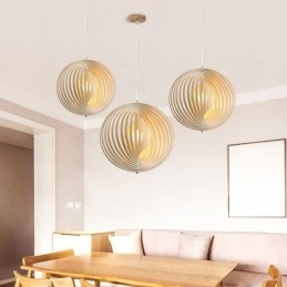 Moderní kulatý kulový lustr Závěsná lampa z lipového dřeva
