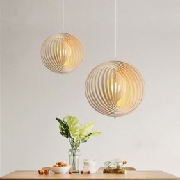Moderní kulatý kulový lustr Závěsná lampa z lipového dřeva